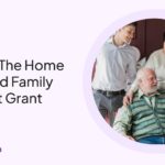 Federal home care and family support program assisting senior woman and caregiver.