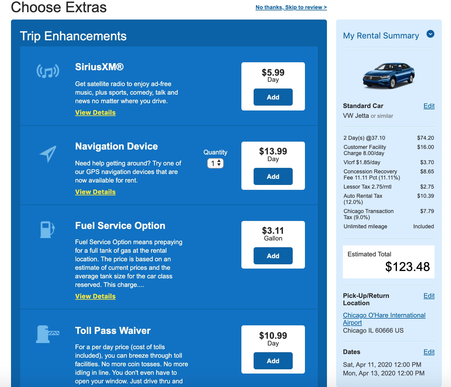 Alamo Car Rental Program Extras - Insurance and Add-on Options