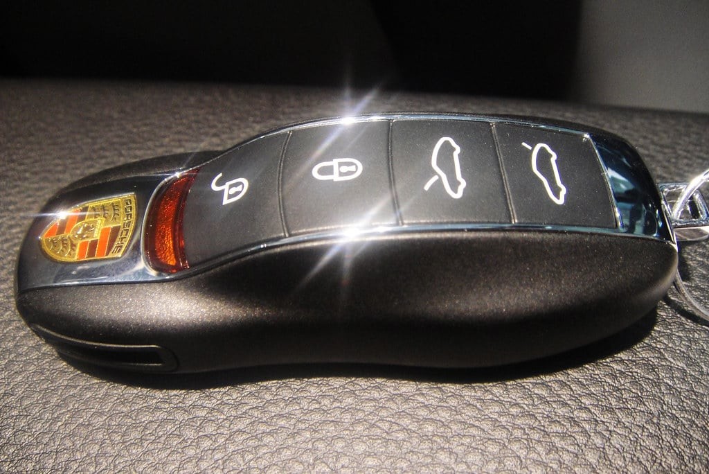 Porsche Key Fob with Lock Button and Car Key