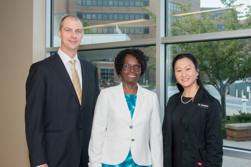 Christiana Care Kidney Transplant team members Ryan Haydu, MBA, administrative director, Velma Scantlebury, M.D., FACS, associate chief of Transplant Surgery, and Stephanie Gilibert, M.D., medical director of the Kidney Transplant Program.