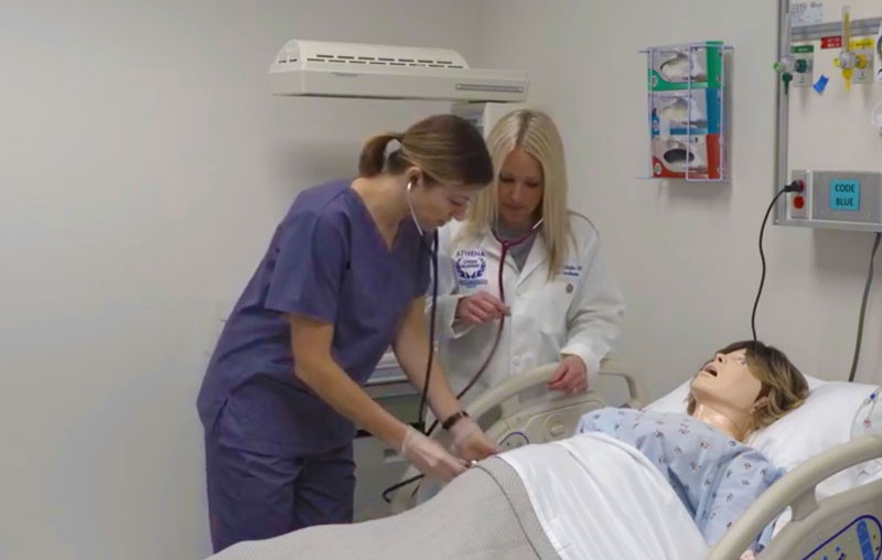 Students practicing in the simulation lab