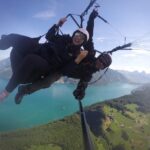 Paraglider Marianna Shurina enjoys the view over Lake Luzern.