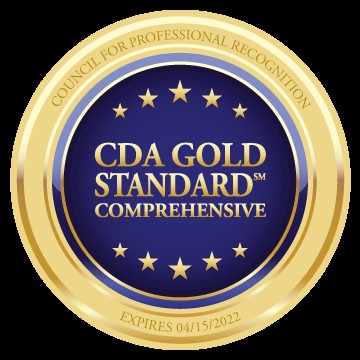 The CDA Gold Standard Comprehensive Award logo presented to Learning Care Group, recognizing their Master Teacher Program and commitment to early childhood education.