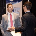 ECU alumnus Matt Connor of Gibson Consultants recruiting students at the ECU Career Fair 2019, Greenville Convention Center.