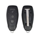 Keyless car key fob showing front and back with panel removed to show emergency key