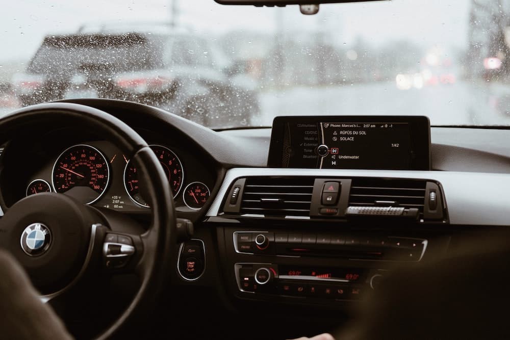 Modern car dashboard with digital displays